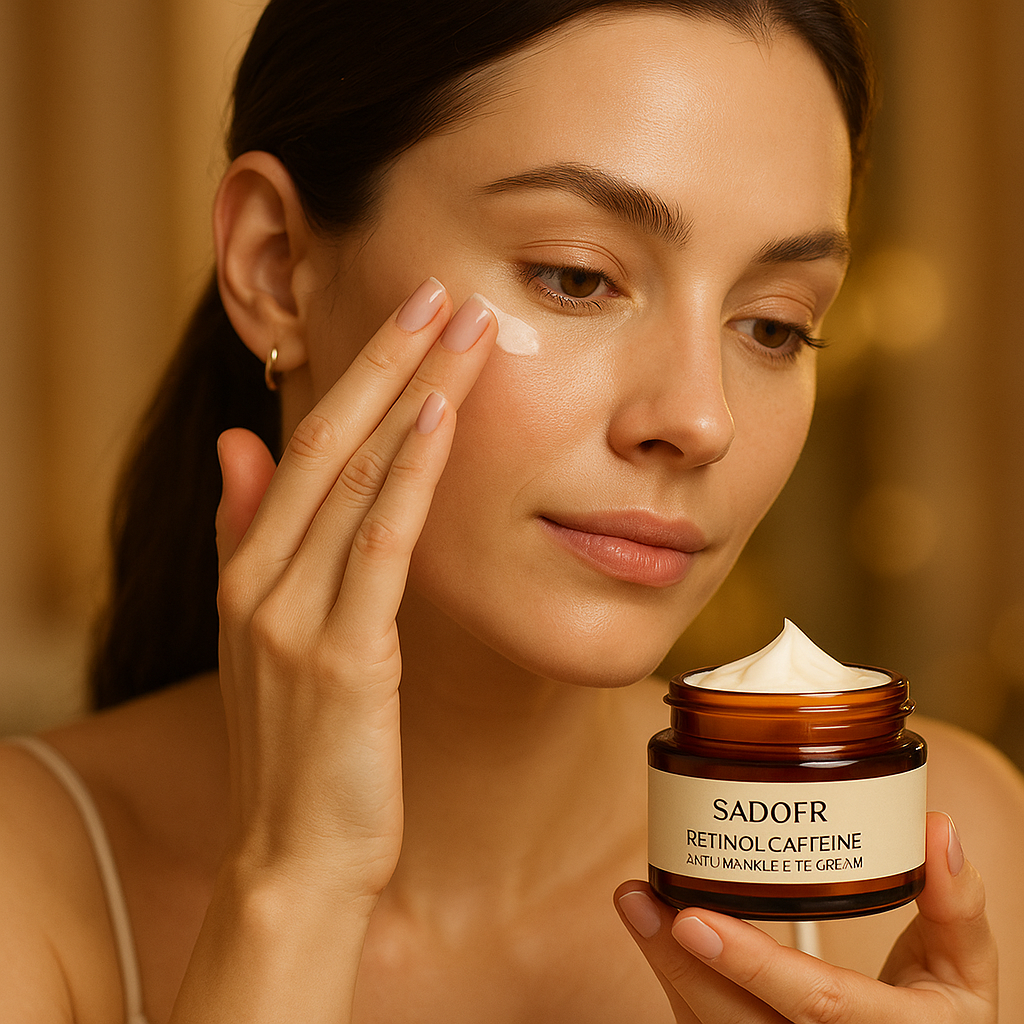 "RETINOL + CAFEÍNA = ELIMINA AÑOS EN TU MIRADA"