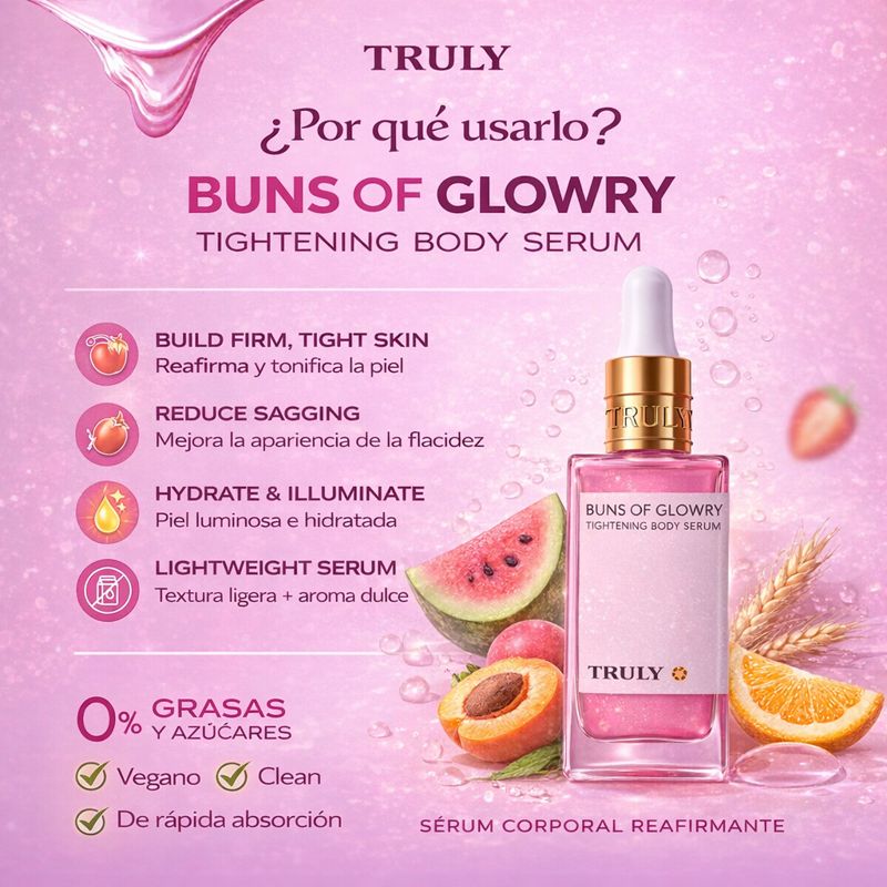 🌸 Truly – Buns of Glowry  El secreto para lucir segura, fresca y sin molestias.